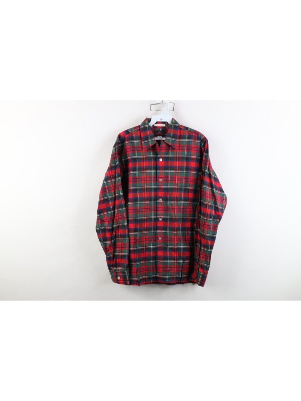 Deadstock Vtg 40s 50s Mens Small Fitzhugh Flannel Loop Collar Button Shirt Plaid